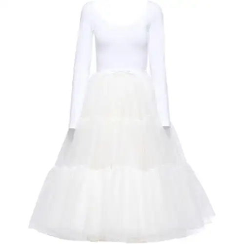 MIU MIU Miu Miu FW21 ballerina style tulle long-sleeved dress for women, white