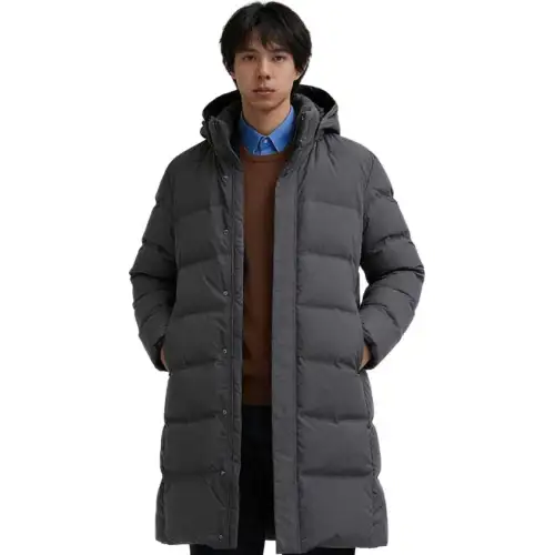 UNIQLO Down Jackets Men's Graphite Black Hooded Moderate Other