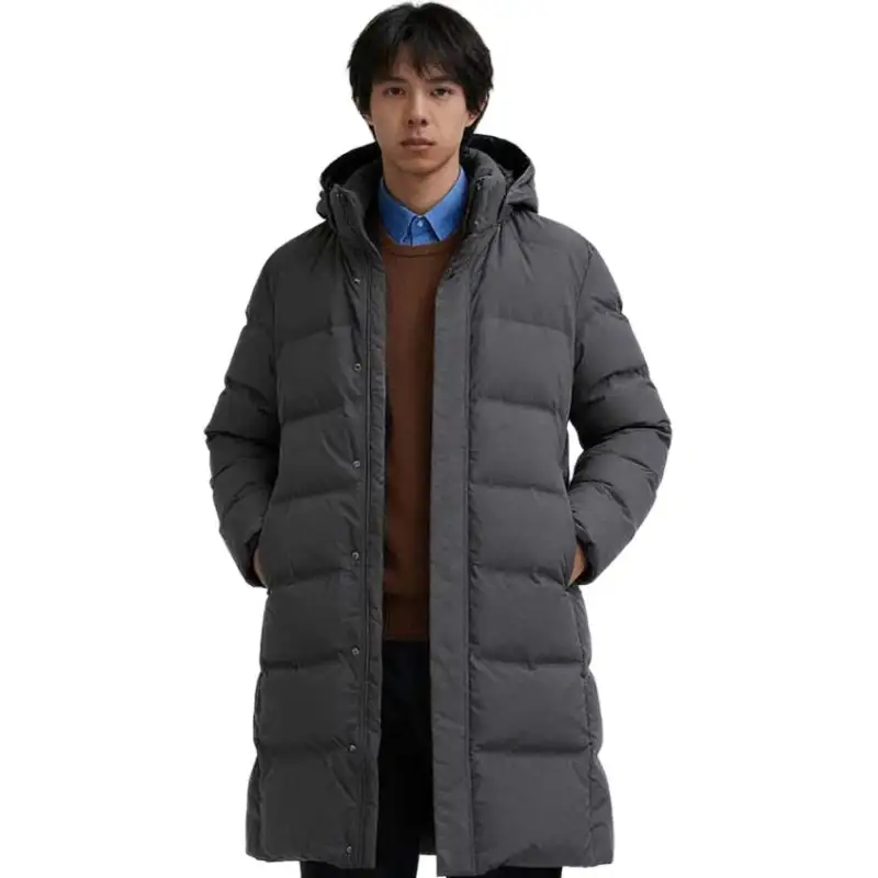 UNIQLO Down Jackets Men's Graphite Black Hooded Moderate Other