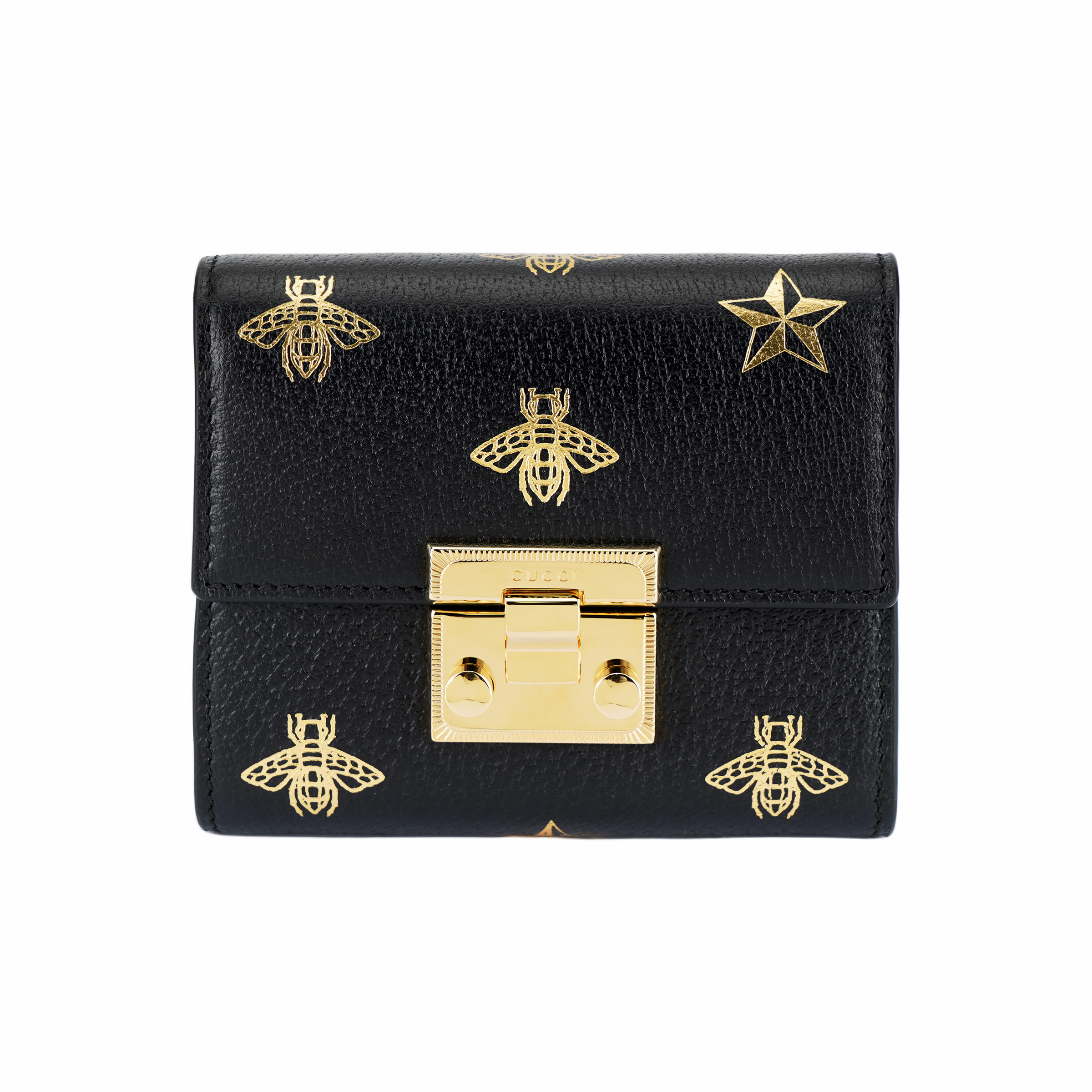 Женский кошелек Gucci Padlock Bee Wallet (черный)
