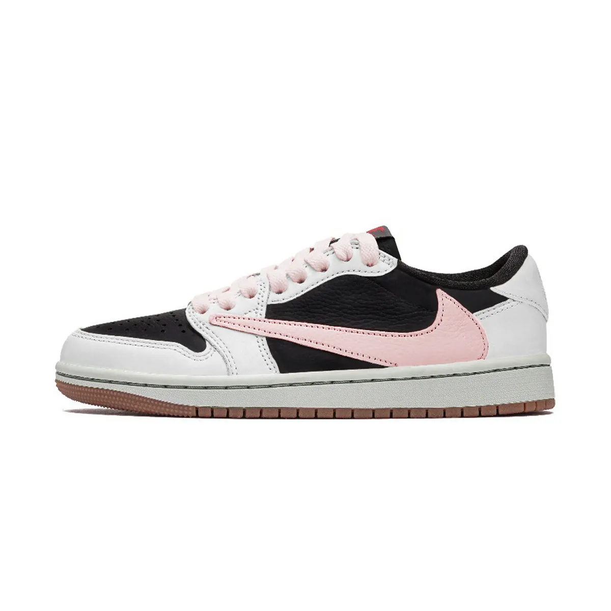 Travis Scott x Jordan Air Jordan 1 Cushioning Slip Resistant Low top Vintage Basketball Shoes Unisex Black White Pink