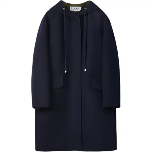 LOEWE Coats Women's Midnight Blue Hooded Moderate