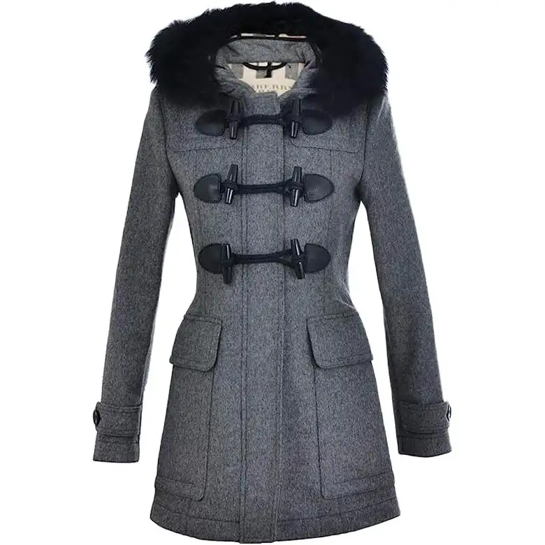 Burberry Coats Women's Gray Hooded Thickened