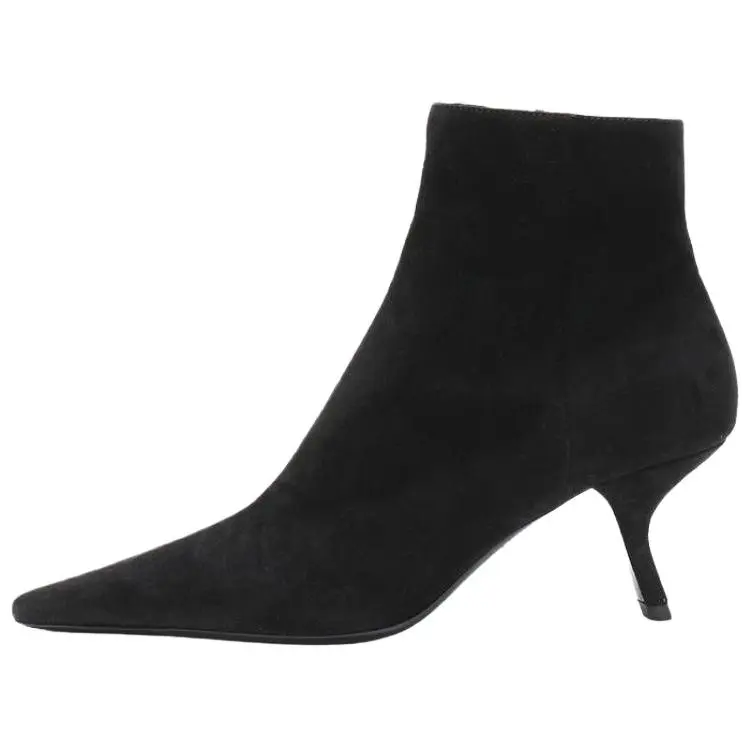 PRADA Suede Ankle Boots 6.5cm Women's Black