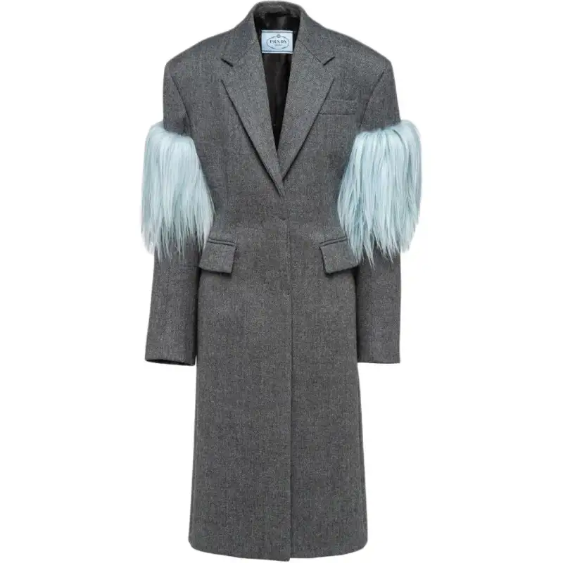 PRADA Jackets Women's Gray Suit Collar Moderate Other