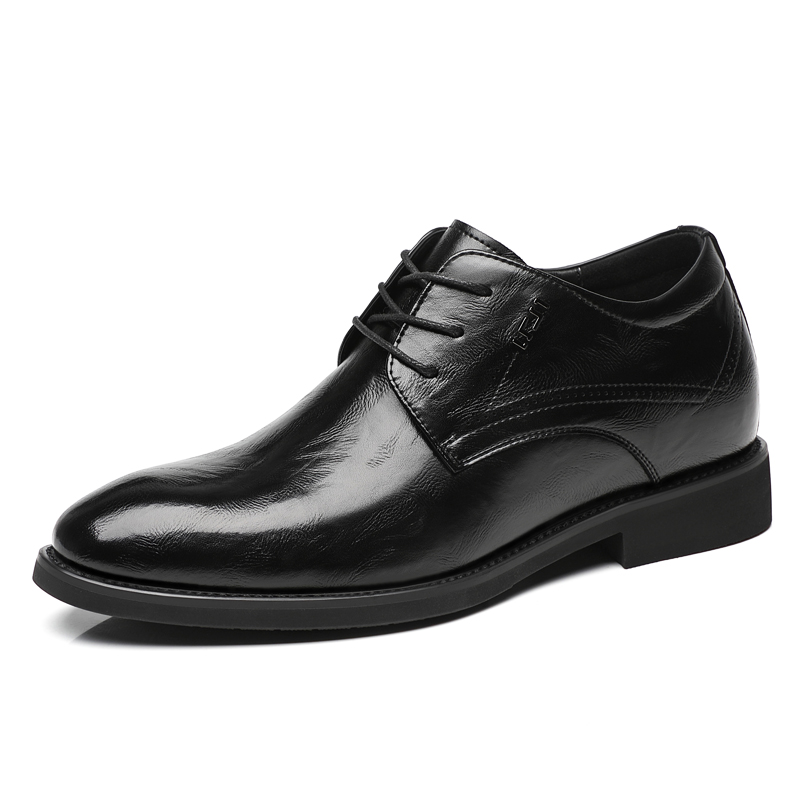 LCB first layer cowhide men's shoes with 8cm increase in height, business formal leather shoes, men's pointed toe groom's wedding shoes