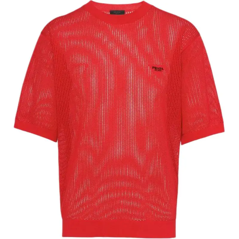 PRADA Sweaters Men's Red Crew Neck Thin