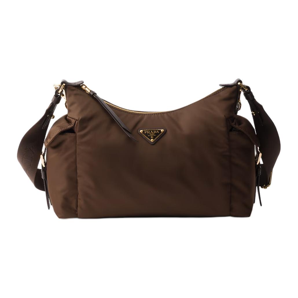 Женская сумка Prada Explore Re-Nylon Shoulder Bag (коричневая)