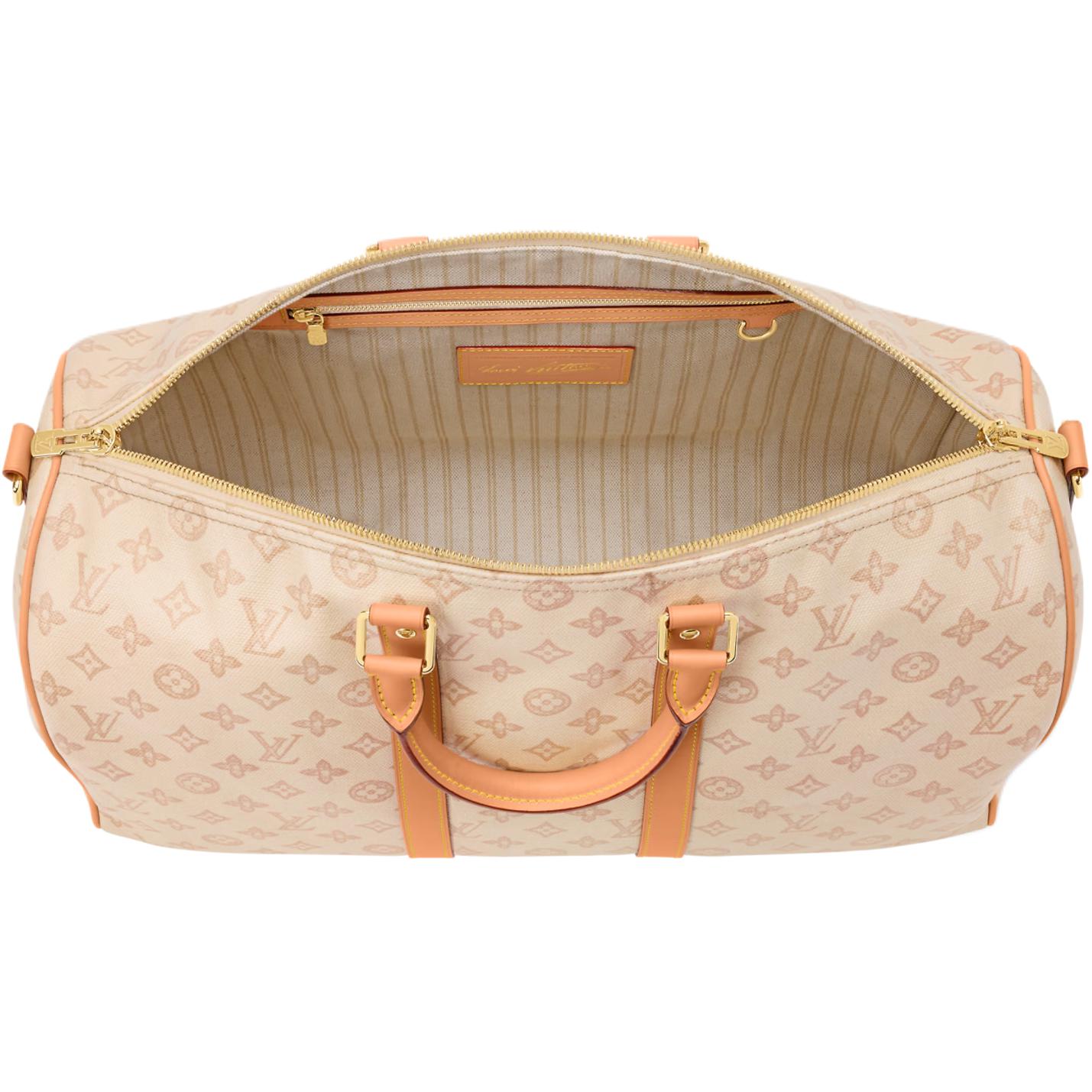 Мужская сумка Louis Vuitton LOUIS VUITTON keepall 25L Bandoulière 45 Monogram Origine (бежевая) — фото 4