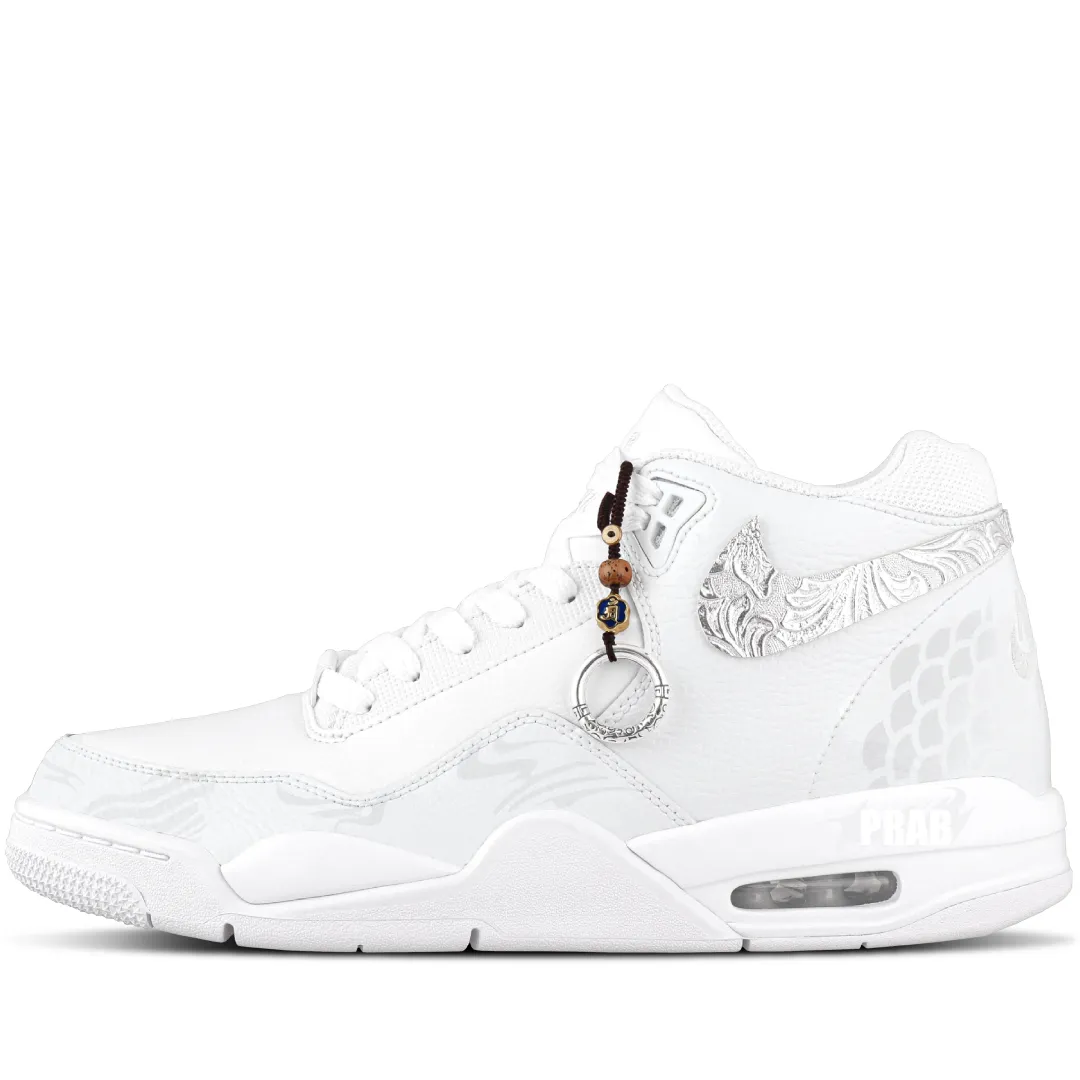 Nike Flight Legacy Cloud Mist Dream Marsh Abrasion Resistant Mid top Vintage Basketball Shoes Unisex Silver Gray