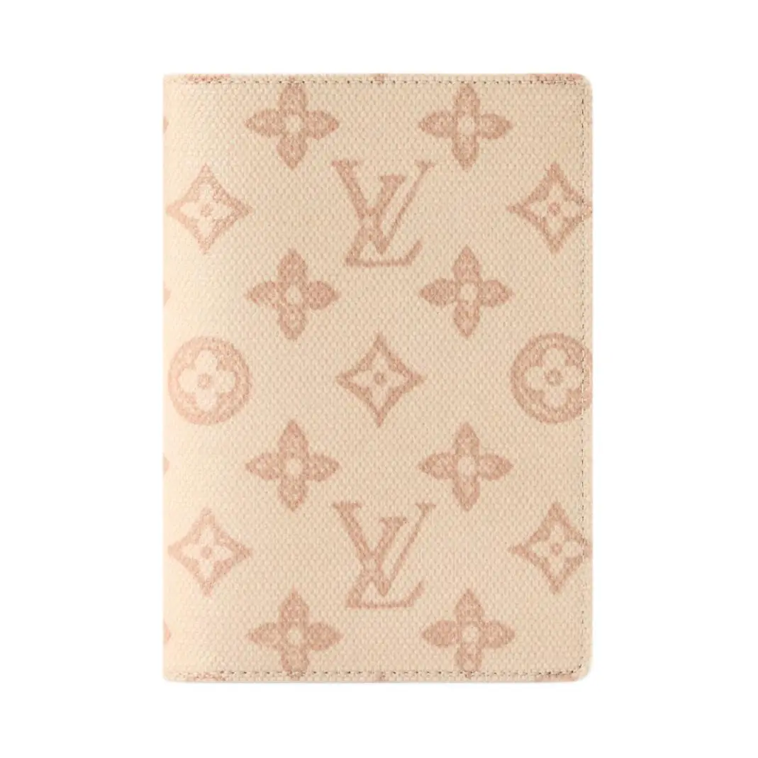 LOUIS VUITTON Monogram 130 Artificial Leather Passport Holder Extra Large Women's Beige