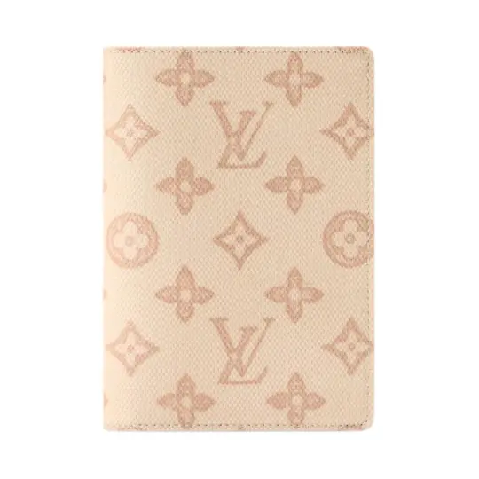 LOUIS VUITTON Monogram 130 Artificial Leather Passport Holder Extra Large Women's Beige