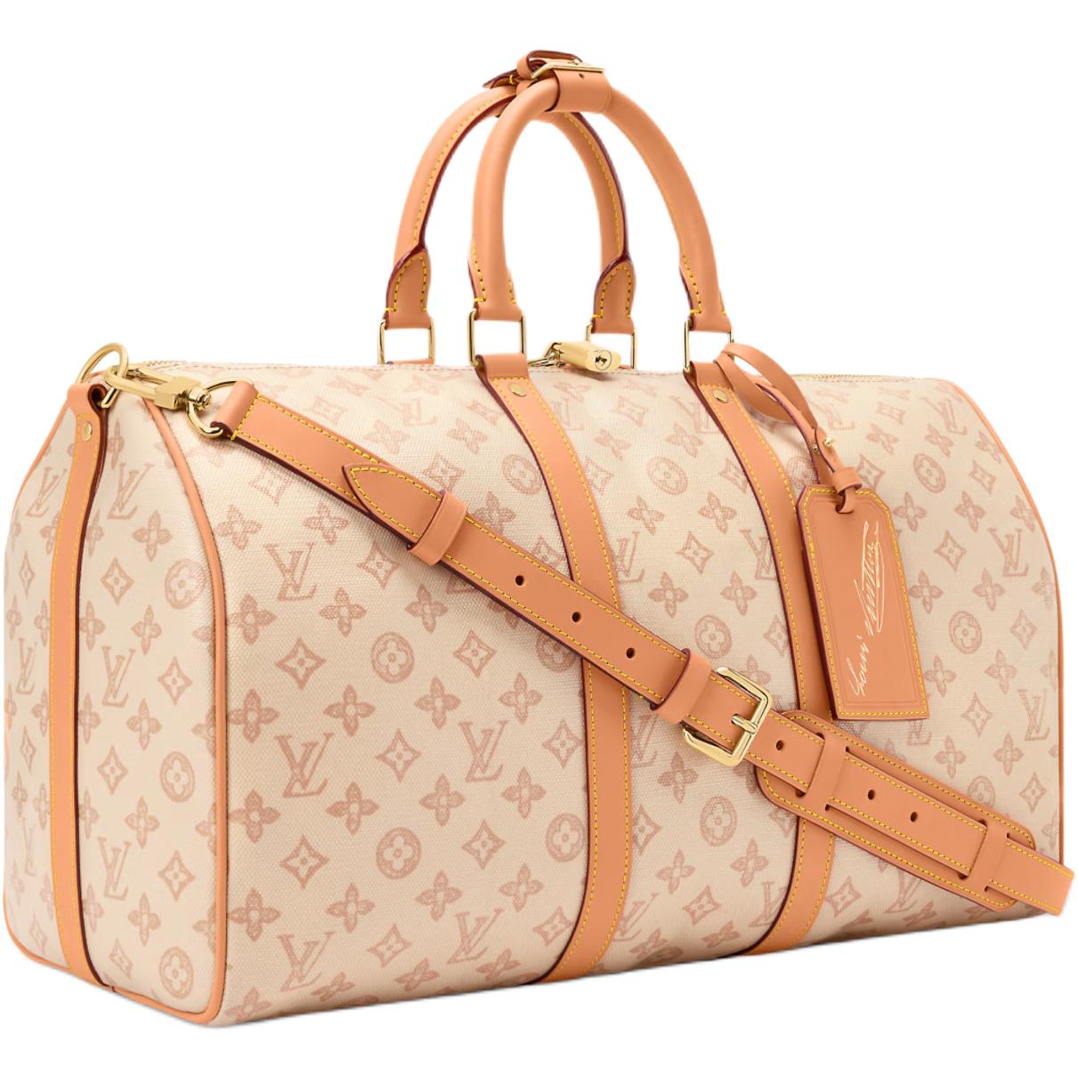 Мужская сумка Louis Vuitton LOUIS VUITTON keepall 25L Bandoulière 45 Monogram Origine (бежевая) — фото 2
