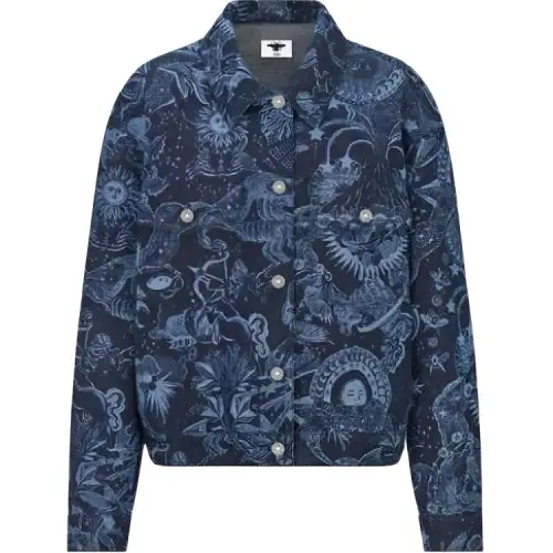DIOR Quarterly New Products Denim Jackets Women's Blue Lapel Moderate Straight Fit