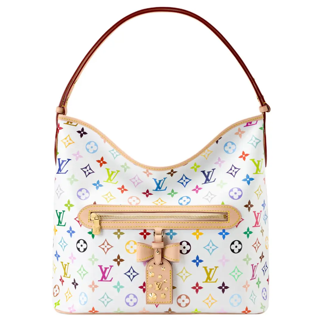 LOUIS VUITTON Takashi Murakami Collaboration Coated Canvas Shoulder Bag, Crossbody Bag, Handbag Medium Women's White