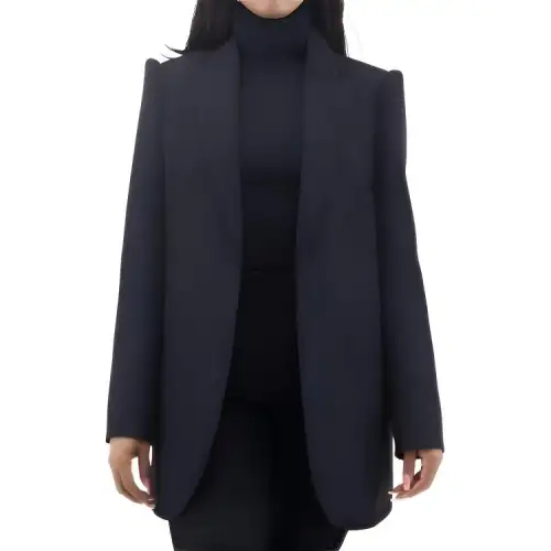 Balenciaga Jackets Women's Marine Blue Lapel Moderate Other
