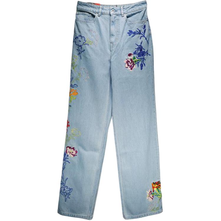 KENZO Drawn Flowers Mid rise Wide leg Jeans
