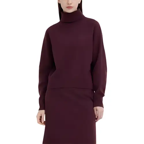 UNIQLO Knitwear Women's Burgundy Lapel Moderate Other