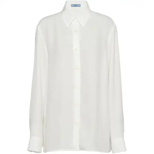 PRADA Shirts Women's White Lapel Moderate Shirt