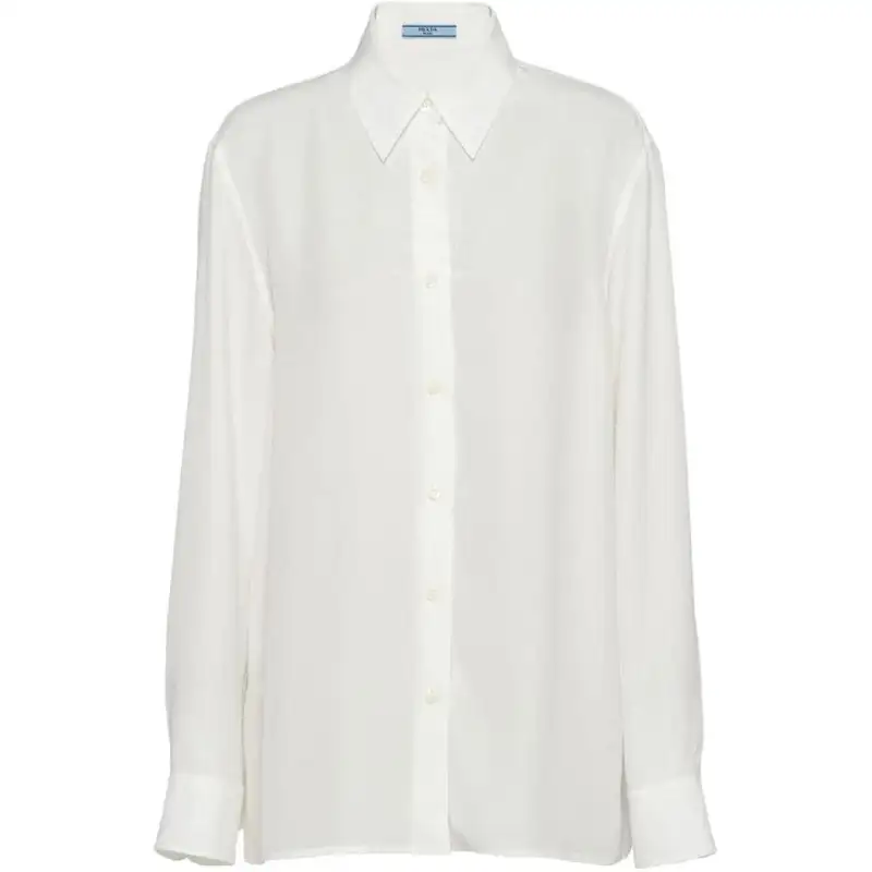 PRADA Shirts Women's White Lapel Moderate Shirt