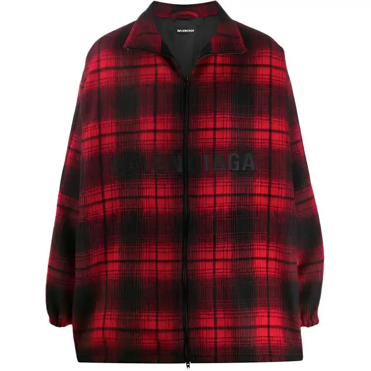 Balenciaga Jackets Men's Red Stand Collar Moderate Other