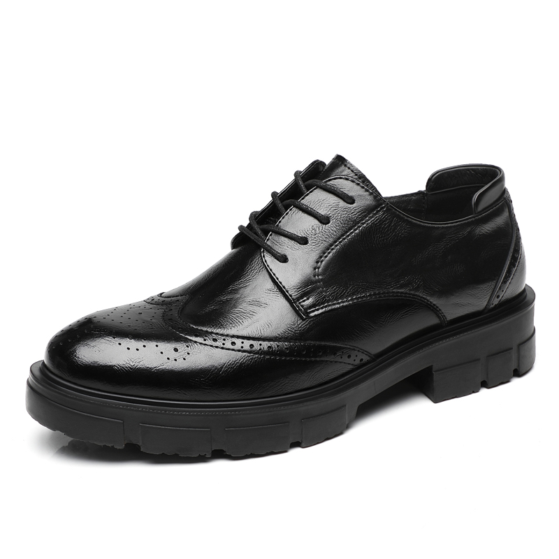 LCB first layer cowhide, brogue carved wedding shoes with 9cm height increase, business formal leather shoes, men's style