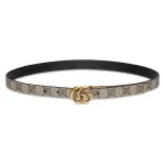 GUCCI GG Marmont Reversible Thin Belt In Beige, Ebony & Black