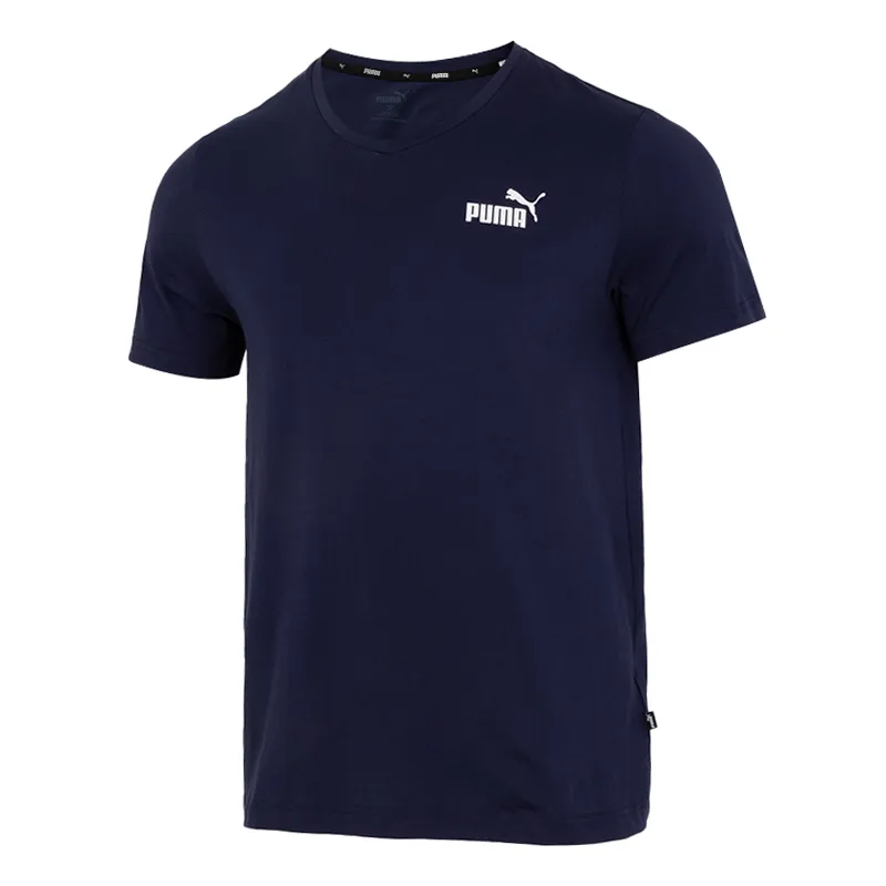PUMA T-Shirts Men's Navy Blue V-neck Moderate Straight Fit