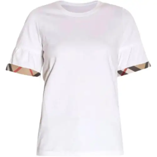 Burberry T Shirts Women's White Crew Neck Moderate Straight Fit