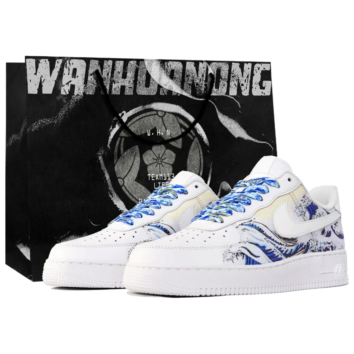 Nike Air Force 1 Slip Resistant Low top Skateboard Shoes Unisex White Blue