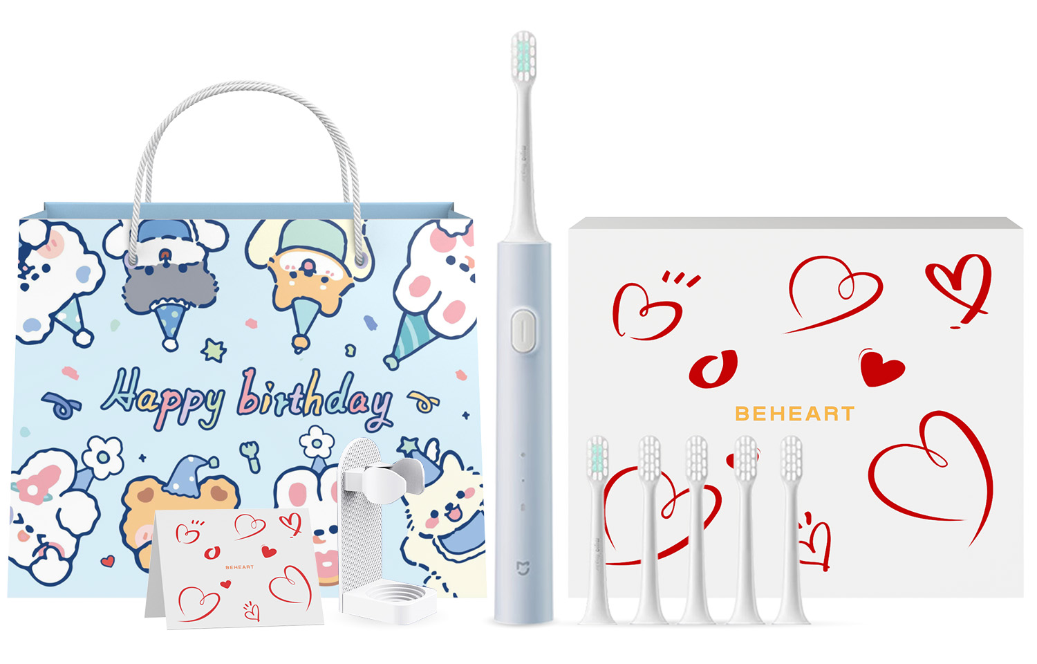 Xiaomi Mijia Electric Toothbrush Sonic Teeth Cleaning DuPont Brush Head Efficient Cleaning Super Long Battery Life Double Color Matching for Couples Love Gift Box Exquisite Greeting Card Blessings T200