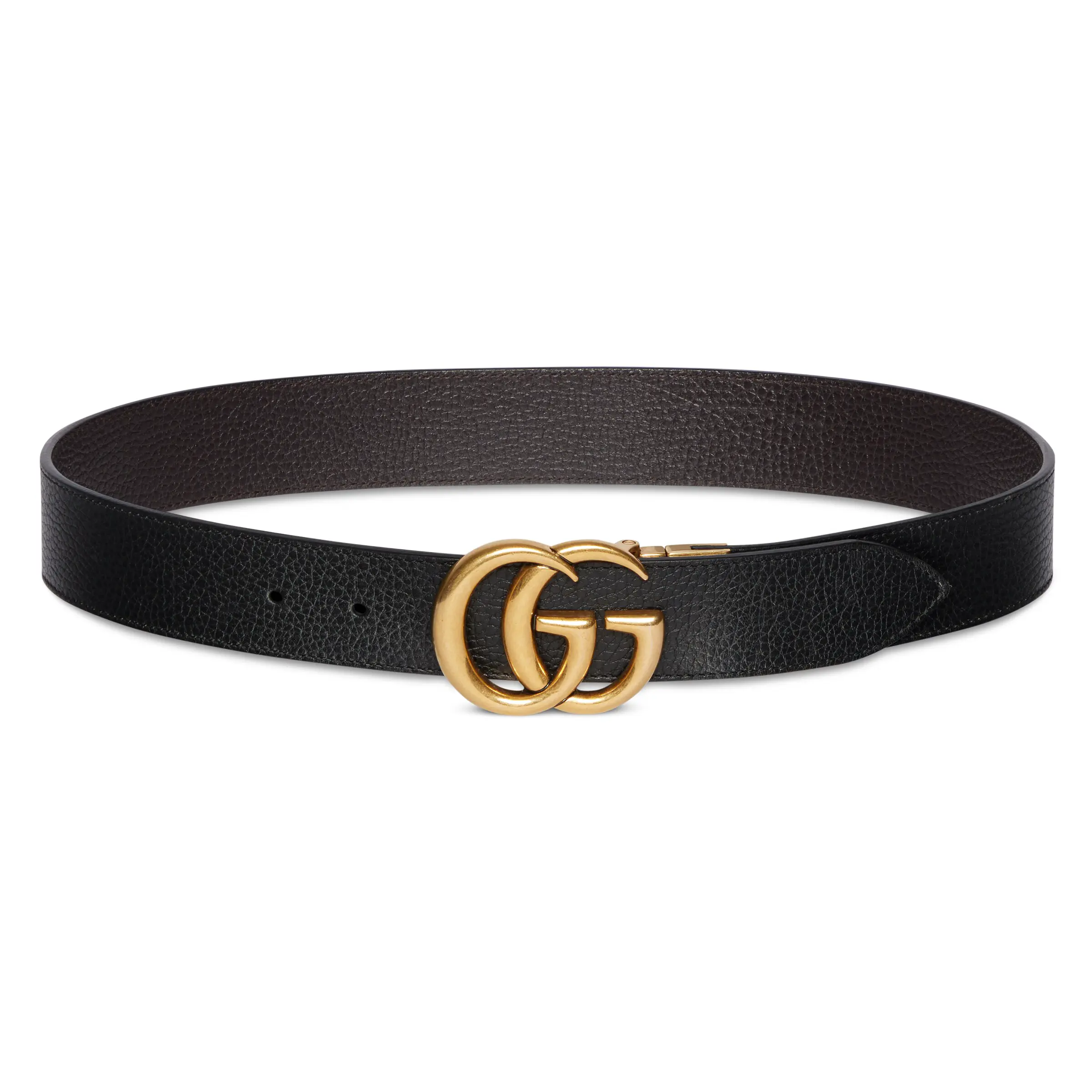 GUCCI Gucci Double G Series Double G Belt Buckle Leather Belt Men's Black/Brown Width 3.7cm