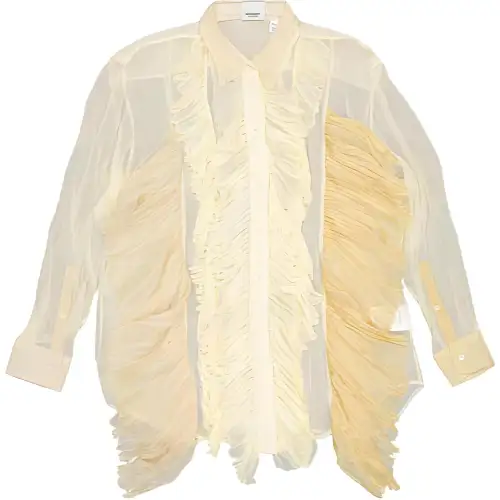 Burberry Shirts Women's Yellow Pointed Collar Moderate Shirt