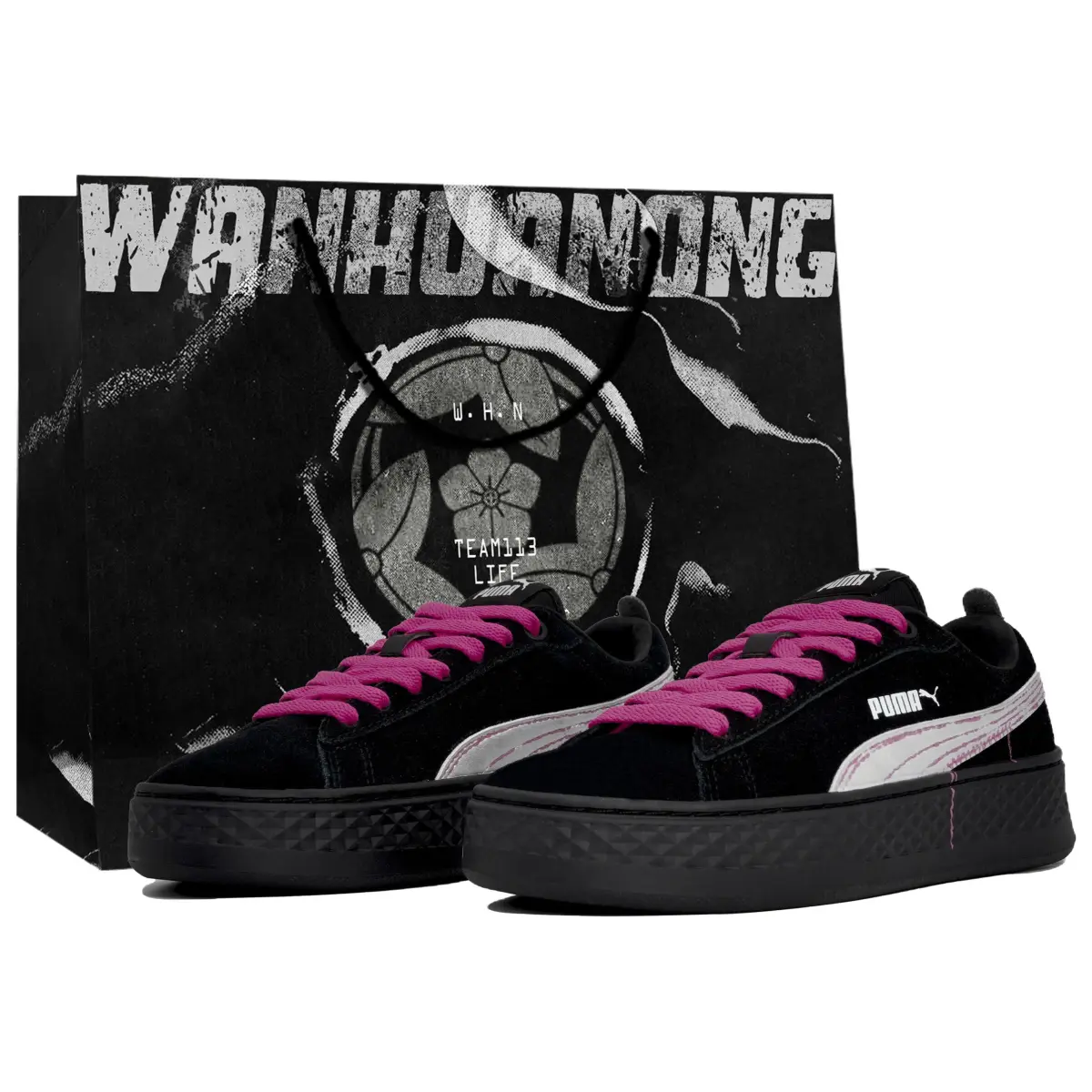 PUMA Smash Platform Suede Kaleidoscope, Silver Moon, Box Slip Resistant Abrasion Resistant