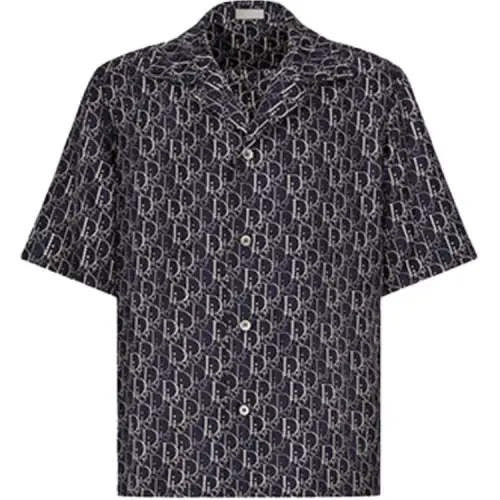 DIOR Quarterly New Products Shirts Men's Navy Cuban Collar Moderate Shirt