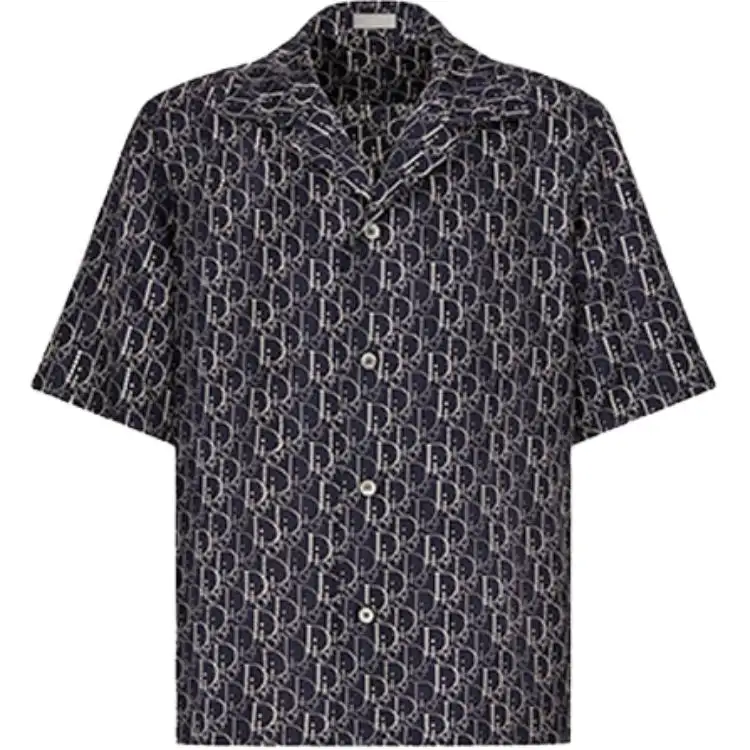 DIOR Quarterly New Products Shirts Men's Navy Cuban Collar Moderate Shirt