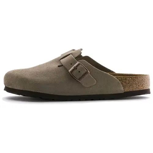 Boston Birkenstock Soft Footbed Suede Narrow Fit 'Taupe'