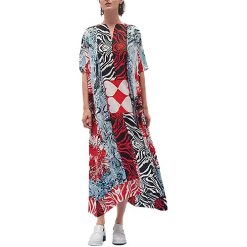HERMES Short Sleeved Dresses Women's Multicolor Moderate Long