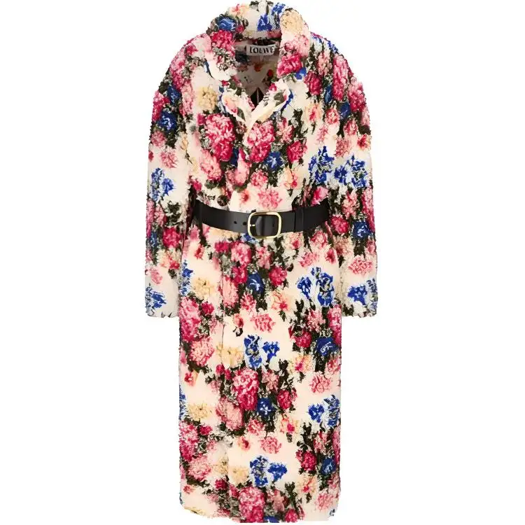 LOEWE Double Breasted Coat 'Multicolor/Soft Pink'