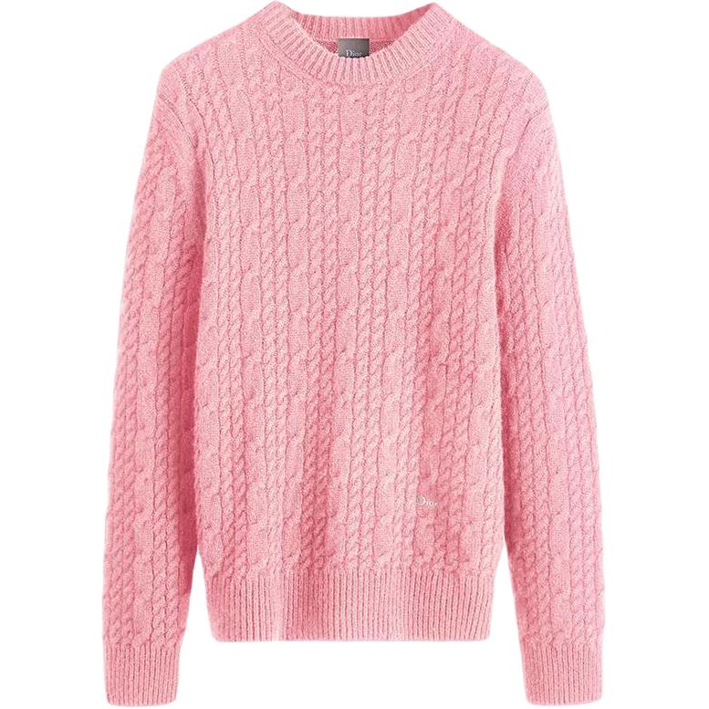 DIOR Dior SS26 Summer Series Solid Color Ribbed Round Neck Cable Cashmere Sweater Men's
