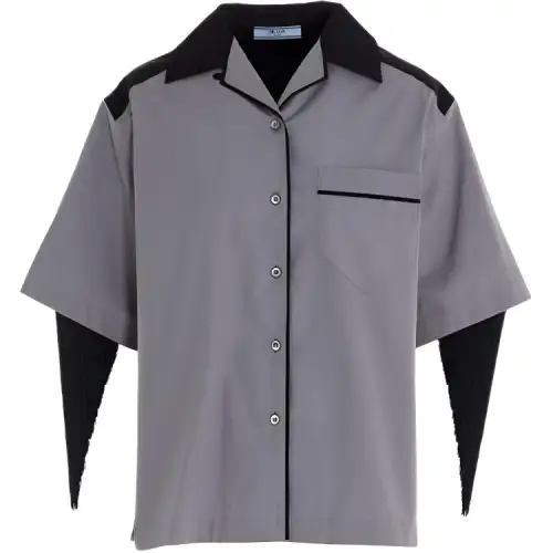 PRADA Shirts Women's Gray Cuban Collar Moderate Other