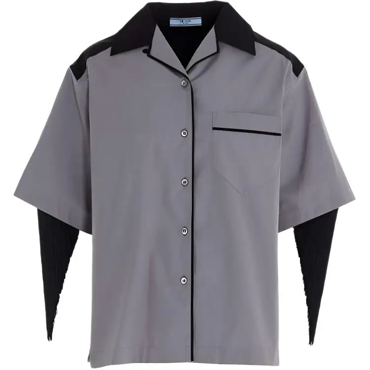 PRADA Shirts Women's Gray Cuban Collar Moderate Other
