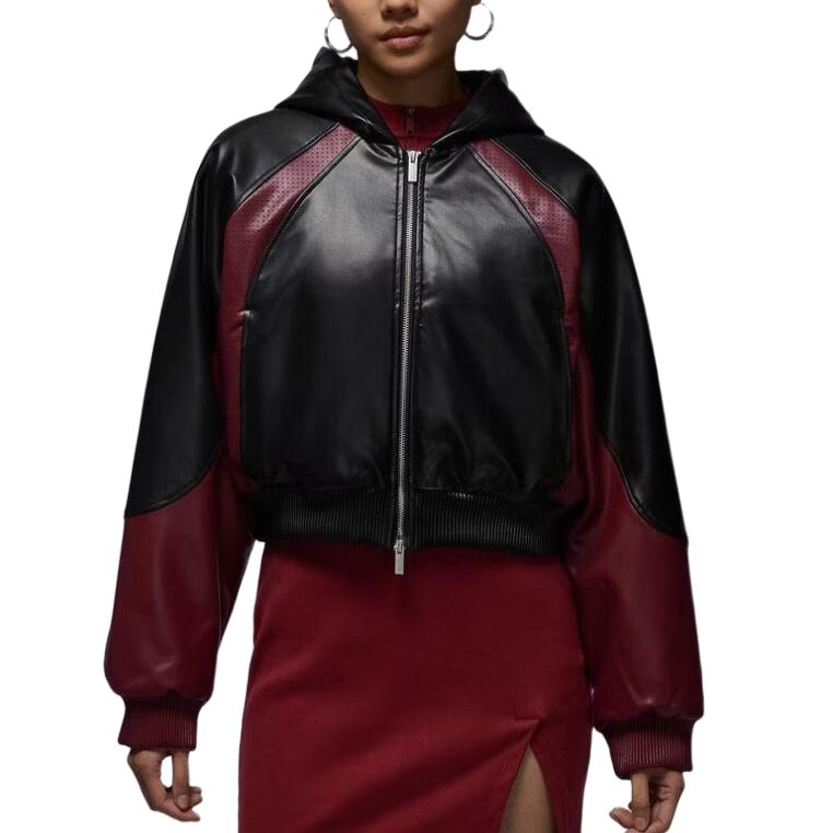Женская куртка Jordan FLTFX Leather (черно-белая)