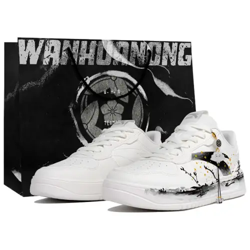 Anta Coverage Slip Resistant And Abrasion Resistant Low top Skateboard Shoes Unisex White Black