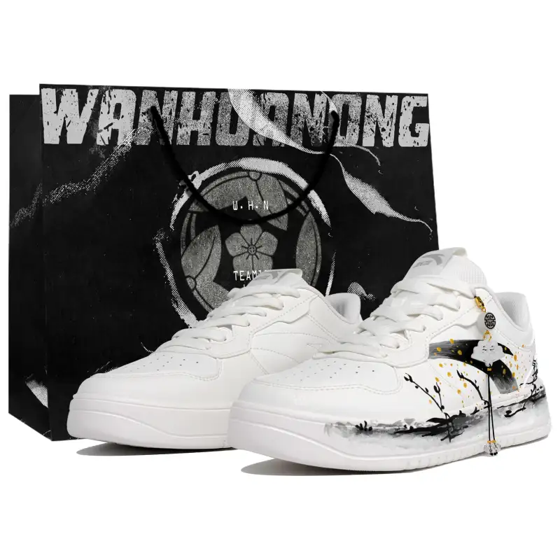 Anta Coverage Slip Resistant And Abrasion Resistant Low top Skateboard Shoes Unisex White Black