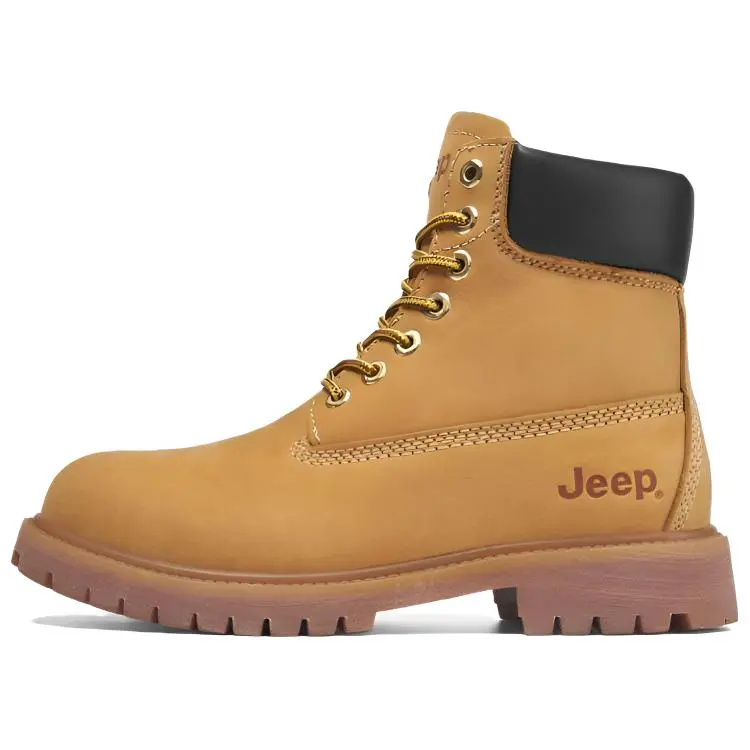 Jeep Top Grain Cow Leather, Outdoor British Style Short Combat Boots Unisex