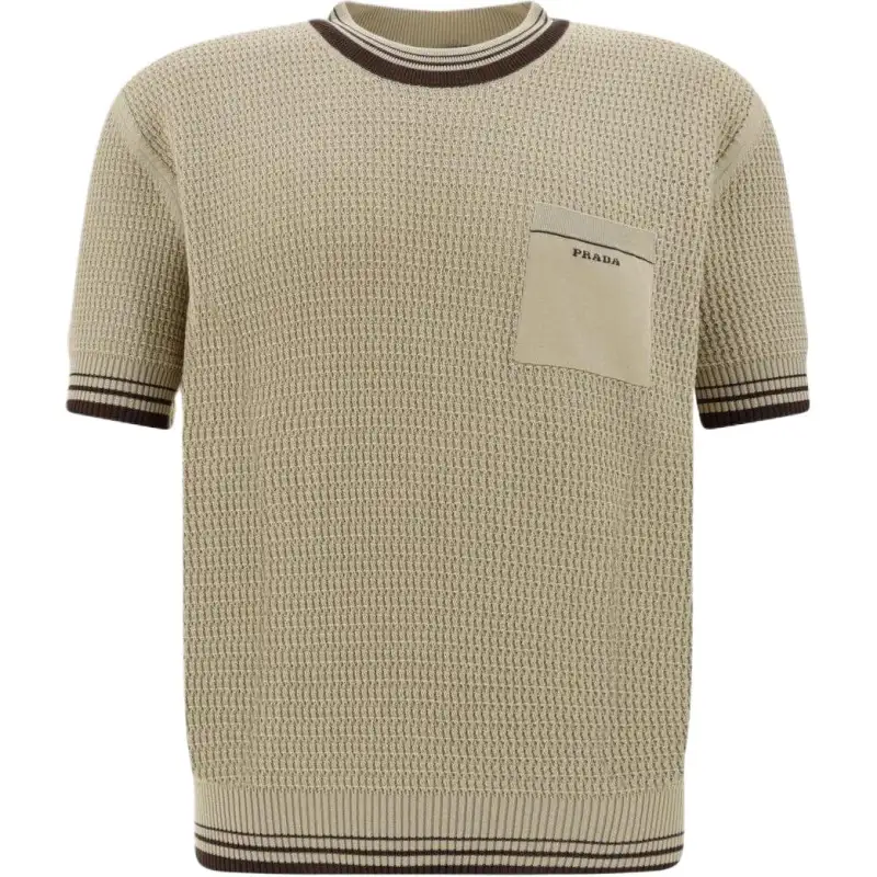 Prada embroidered-logo knitted T-shirt