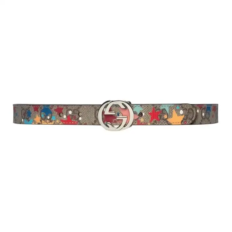 GUCCI Interlocking G Canvas Belts Kids' Beige Width 2cm