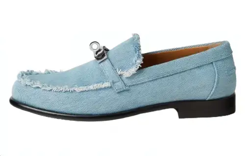 HERMES Hermès Destin Denim Comfortable and Versatile Loafers Women's Blue