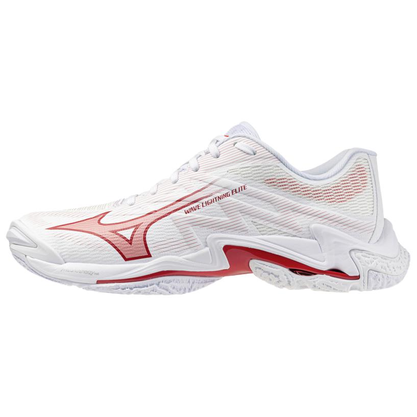 Mizuno Wave Lightning ELITE comfortable sports volleyball shoes for women, white and red